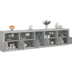 vidaXL skænk med LED-lys 283x37x67 cm betongrå