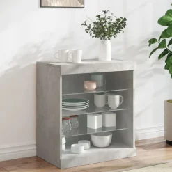 vidaXL skænk med LED-lys 60,5x37x67 cm betongrå