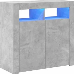 vidaXL skænk med LED-lys 80x35x75 cm betongrå