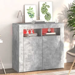 vidaXL skænk med LED-lys 80x35x75 cm betongrå