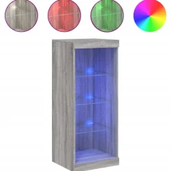 vidaXL skænk med LED-lys 41x37x100 cm grå sonoma-eg