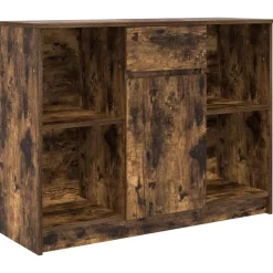 vidaXL skænk med skuffe 101x35x76 cm konstrueret træ røget egetræ