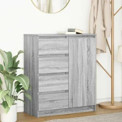 vidaXL skænk med skuffer 71x35x84 cm konstrueret træ grå sonoma-eg