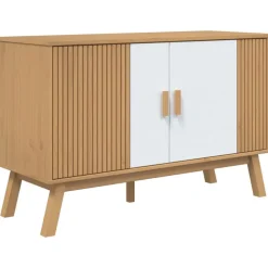 vidaXL skænk OLDEN 114x43x73,5 cm massivt fyrretræ hvid og brun