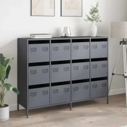 vidaXL skænk 135x39x103,5 cm koldvalset stål antracitgrå