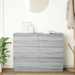 vidaXL skænk 100x35x76 cm konstrueret træ grå sonoma-eg