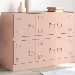 vidaXL skænk 99x39x73 cm stål lyserød