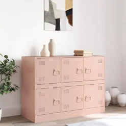 vidaXL skænk 99x39x73 cm stål lyserød
