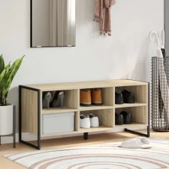 vidaXL Sko skab med opbevaring Sonoma 100 x 35 x 44 cm Konstrueret træ