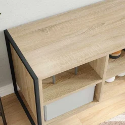 vidaXL Sko skab med opbevaring Sonoma 100 x 35 x 44 cm Konstrueret træ