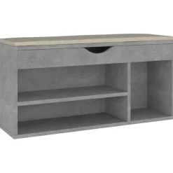 vidaXL skobænk med hynde 104x30x49 cm konstrueret træ betongrå