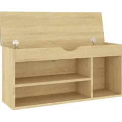 vidaXL skobænk med hynde 104x30x49 cm konstrueret træ sonoma-eg
