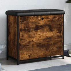 vidaXL skobænk med vippeskuffe 62x32x56 cm røget egetræsfarve