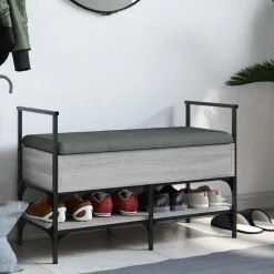 vidaXL skobænk 85,5x42x57,5 cm konstrueret træ grå sonoma-eg