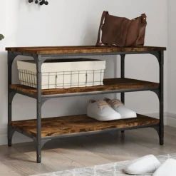 vidaXL skobænk 70x38,5x49 cm konstrueret træ røget egetræsfarve