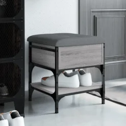 vidaXL skobænk 42x42x45 cm konstrueret træ grå sonoma-eg