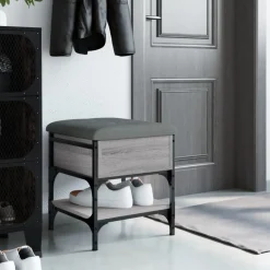 vidaXL skobænk 42x42x45 cm konstrueret træ grå sonoma-eg