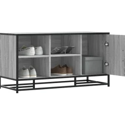 vidaXL skobænk 100x40x53,5 cm konstrueret træ og metal grå sonoma-eg