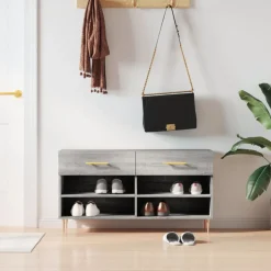 vidaXL skobænk 102x35x55 cm konstrueret træ grå sonoma-eg