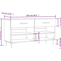 vidaXL skobænk 102x35x55 cm konstrueret træ grå sonoma-eg