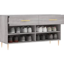 vidaXL skobænk 102x35x55 cm konstrueret træ grå sonoma-eg