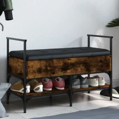 vidaXL skobænk 85,5x42x57,5 cm konstrueret træ røget egetræsfarve