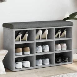 vidaXL skobænk 82x32x50 cm konstrueret træ betongrå