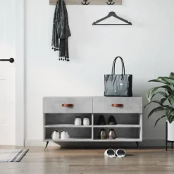 vidaXL skobænk 102x35x55 cm konstrueret træ betongrå