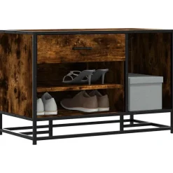vidaXL skobænk 80x40x53,5 cm konstrueret træ metal røget egetræsfarve