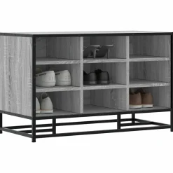 vidaXL skobænk 84x40x53,5 cm konstrueret træ og metal grå sonoma-eg