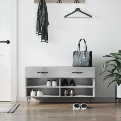 vidaXL skobænk 102x35x55 cm konstrueret træ betongrå