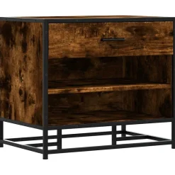 vidaXL skobænk 60x40x53,5 cm konstrueret træ metal røget egetræsfarve