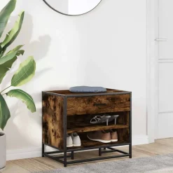 vidaXL skobænk 60x40x53,5 cm konstrueret træ metal røget egetræsfarve
