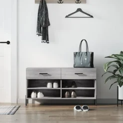 vidaXL skobænk 102x35x55 cm konstrueret træ grå sonoma-eg