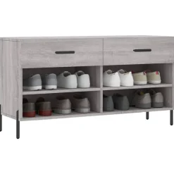 vidaXL skobænk 102x35x55 cm konstrueret træ grå sonoma-eg