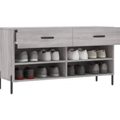 vidaXL skobænk 102x35x55 cm konstrueret træ grå sonoma-eg