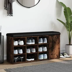 vidaXL skobænk 102x32x50 cm konstrueret træ røget egetræsfarve