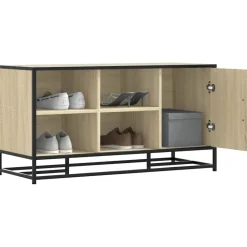 vidaXL skobænk 100x40x53,5 cm konstrueret træ og metal sonoma-eg