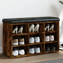 vidaXL skobænk 82x32x50 cm konstrueret træ røget egetræsfarve