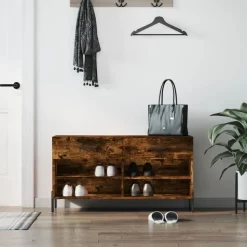 vidaXL skobænk 102x35x55 cm konstrueret træ røget egetræsfarve