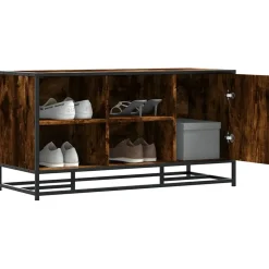 vidaXL skobænk 100x40x53,5 cm konstrueret træ metal røget egetræsfarve