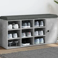 vidaXL skobænk 102x32x50 cm konstrueret træ betongrå