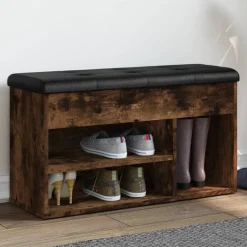 vidaXL skobænk 82x32x45,5 cm konstrueret træ røget egetræsfarve