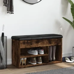 vidaXL skobænk 82x32x45,5 cm konstrueret træ røget egetræsfarve