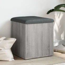 vidaXL skobænk 42x42x45 cm konstrueret træ grå sonoma-eg