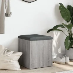 vidaXL skobænk 42x42x45 cm konstrueret træ grå sonoma-eg