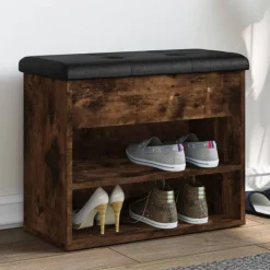 vidaXL skobænk 62x32x50 cm konstrueret træ røget egetræsfarve