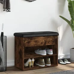 vidaXL skobænk 62x32x50 cm konstrueret træ røget egetræsfarve