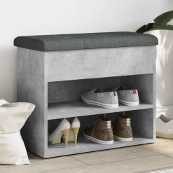 vidaXL skobænk 62x32x50 cm konstrueret træ betongrå