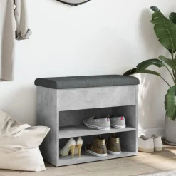 vidaXL skobænk 62x32x50 cm konstrueret træ betongrå